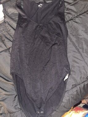 Bar III Black Ribbed Tank Bodysuit